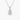 A pear-cut diamond pendant necklace in a solid white gold and prong setting on a delicate chain, shown against a light gray background.